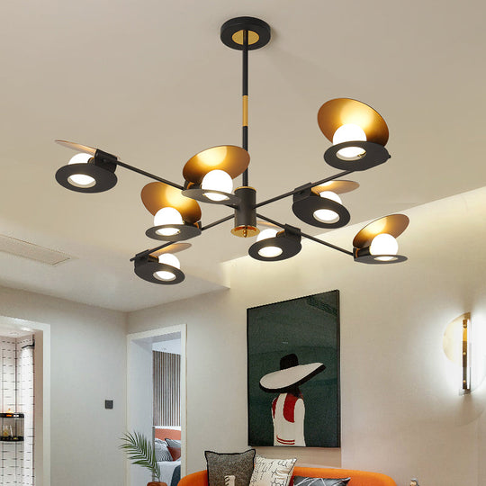 Contemporary Mussel-Shaped Ceiling Chandelier: 6/8-Bulb Living Room Suspension Lamp in Blue/Black & Gold