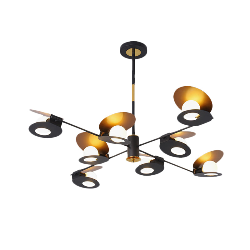 Contemporary Iron Ceiling Chandelier - Mussel Shape 6/8 Bulbs Blue/Black & Gold Living Room