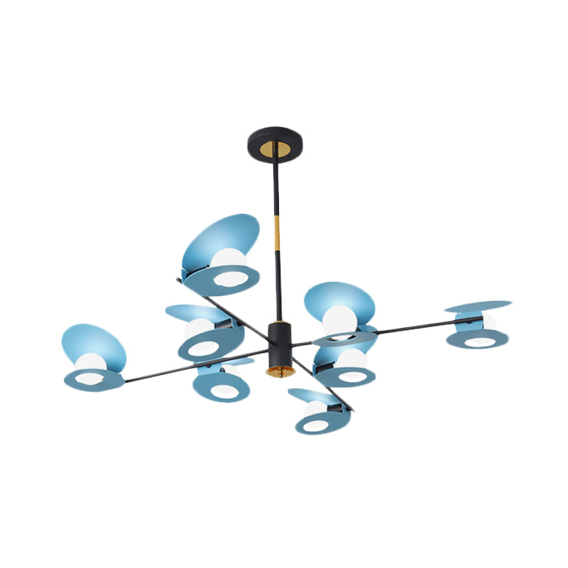 Contemporary Mussel-Shaped Ceiling Chandelier: 6/8-Bulb Living Room Suspension Lamp in Blue/Black & Gold