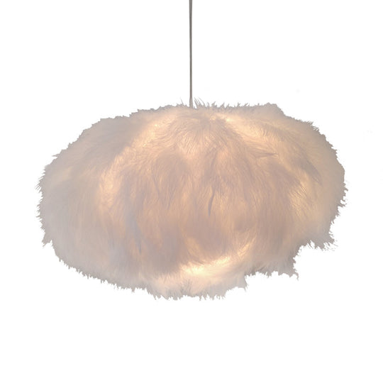 White Feather Cloud Pendant Lamp with Modern Fabric Shade