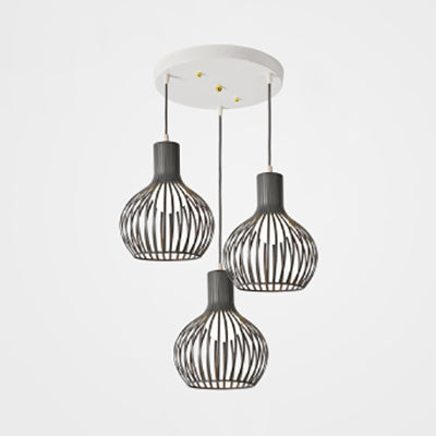 Industrial Dining Room Hanging Light With Metal Dome Shade In Grey/Pink - Set Of 3 Bulbs Grey /