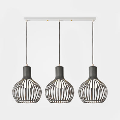 Industrial Dining Room Hanging Light With Metal Dome Shade In Grey/Pink - Set Of 3 Bulbs Grey /