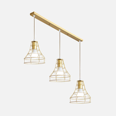 Vintage Metal Pendant Light With Bulb Cage For Stylish Kitchen Ceiling Lighting (3 Bulbs Gold