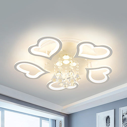 White Acrylic Flush Ceiling Light with Crystal Ball and LED - Luxurious Addition to Any Living Room