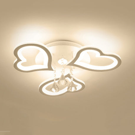 White Acrylic Flush Ceiling Light with Crystal Ball and LED - Luxurious Addition to Any Living Room