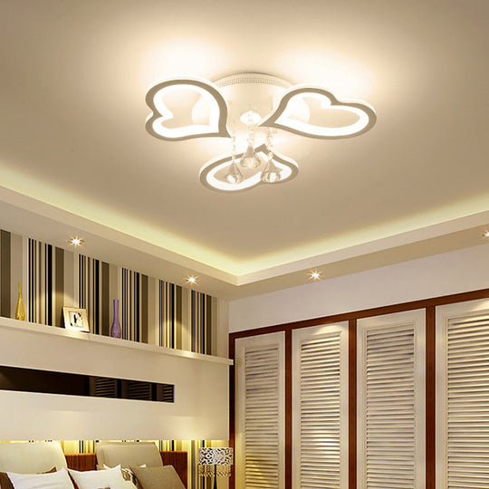 White Acrylic Flush Ceiling Light with Crystal Ball and LED - Luxurious Addition to Any Living Room