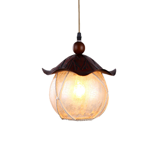 Yellow Crackle Glass Hanging Lamp With Traditional Design