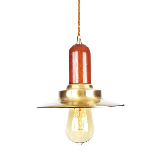 Industrial Gold Pendant Lighting - Flat Shape Bulb Fixture with Metallic Finish for Stylish Ceiling Hang