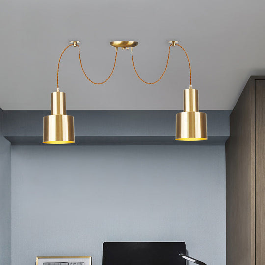 Industrial Metal Multi Pendant Light with Gold Finish - Tubular Living Room Ceiling Lamp (2/3/4-Light)