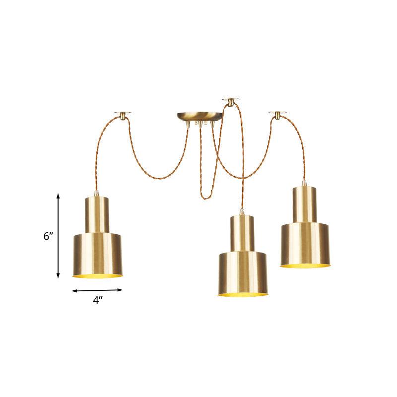 Industrial Metal Multi Pendant Light with Gold Finish - Tubular Living Room Ceiling Lamp (2/3/4-Light)