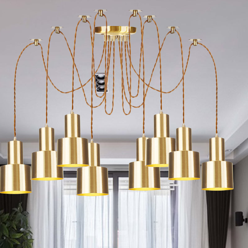 Industrial Metal Multi Pendant Light with Gold Finish - Tubular Living Room Ceiling Lamp (2/3/4-Light)