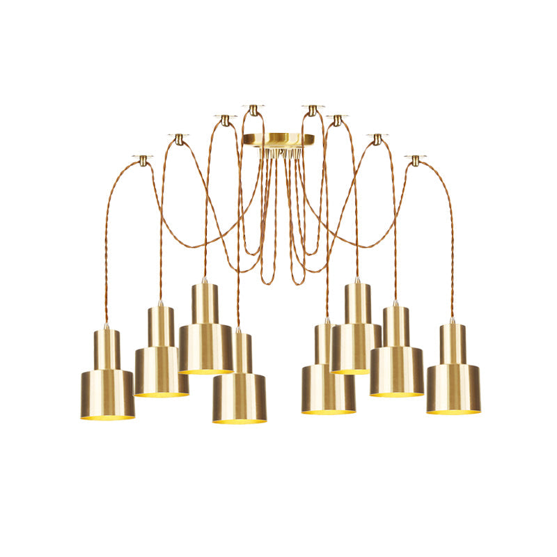 Industrial Metal Multi Pendant Light with Gold Finish - Tubular Living Room Ceiling Lamp (2/3/4-Light)