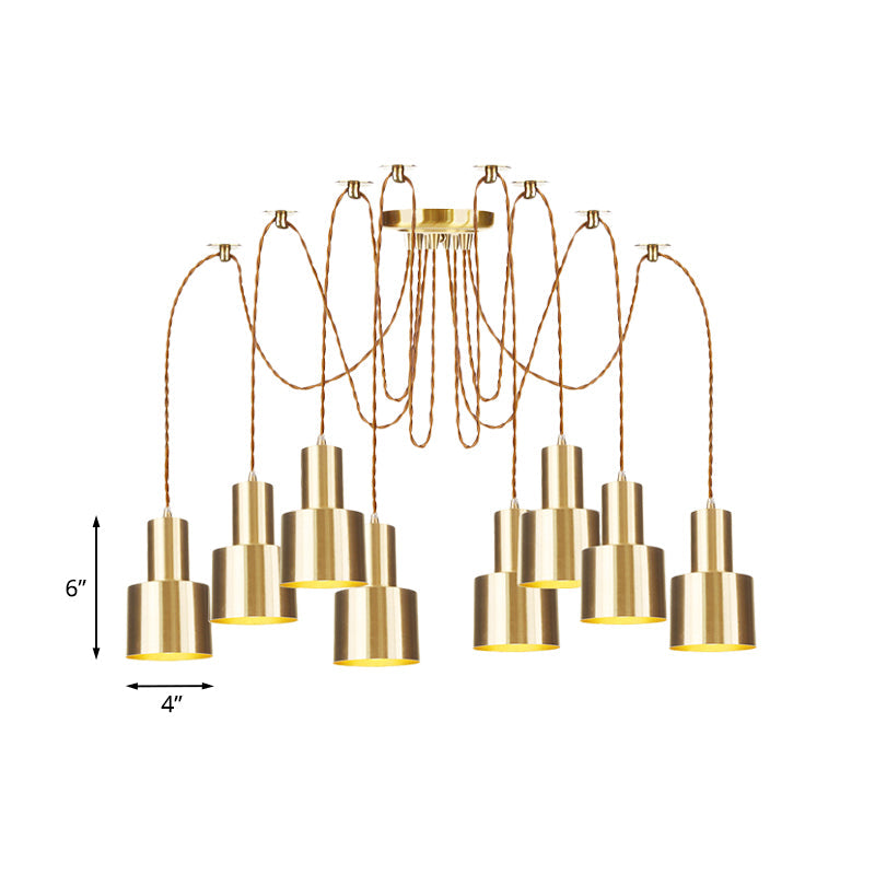 Industrial Metal Multi Pendant Light with Gold Finish - Tubular Living Room Ceiling Lamp (2/3/4-Light)