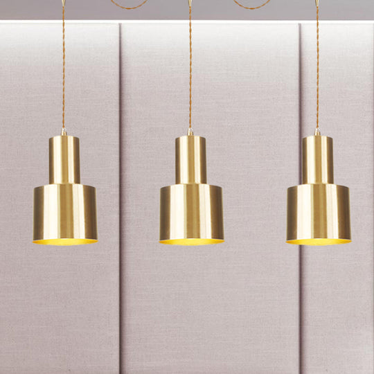 Industrial-Style Metal Gold Finish Tandem Multi Ceiling Light Pendant Lamp - 3/5/7 Heads 3 /