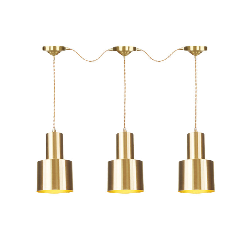 Industrial-Style Metal Gold Finish Tandem Multi Ceiling Light Pendant Lamp - 3/5/7 Heads