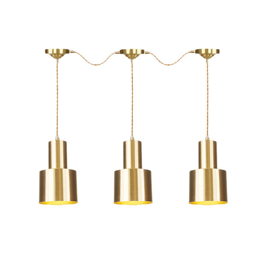 Industrial-Style Metal Gold Finish Tandem Multi Ceiling Light Pendant Lamp - 3/5/7 Heads