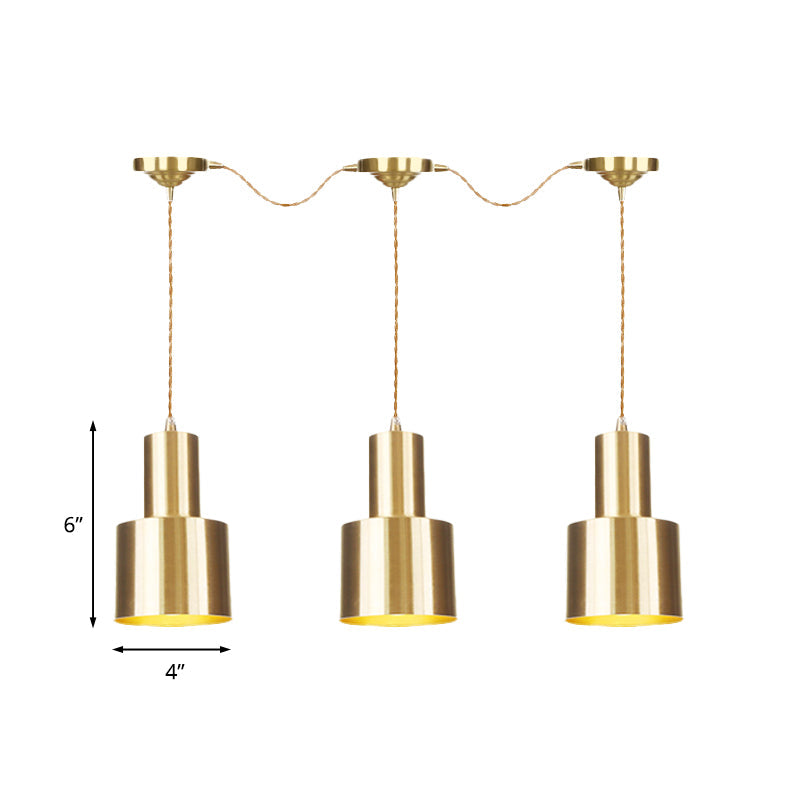 Industrial-Style Tandem Ceiling Pendant Lamp with Metal Gold Finish (3/5/7 Heads)