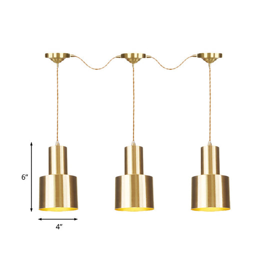 Industrial-Style Metal Gold Finish Tandem Multi Ceiling Light Pendant Lamp - 3/5/7 Heads