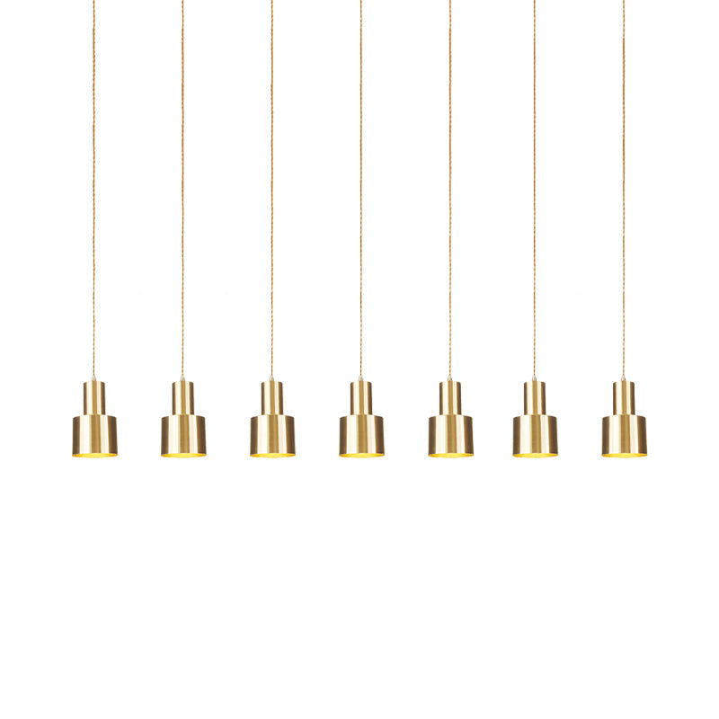 Industrial-Style Tandem Ceiling Pendant Lamp with Metal Gold Finish (3/5/7 Heads)