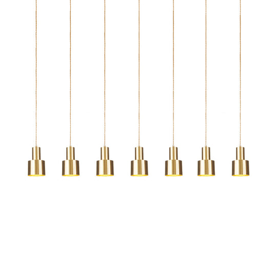 Industrial-Style Tandem Ceiling Pendant Lamp with Metal Gold Finish (3/5/7 Heads)