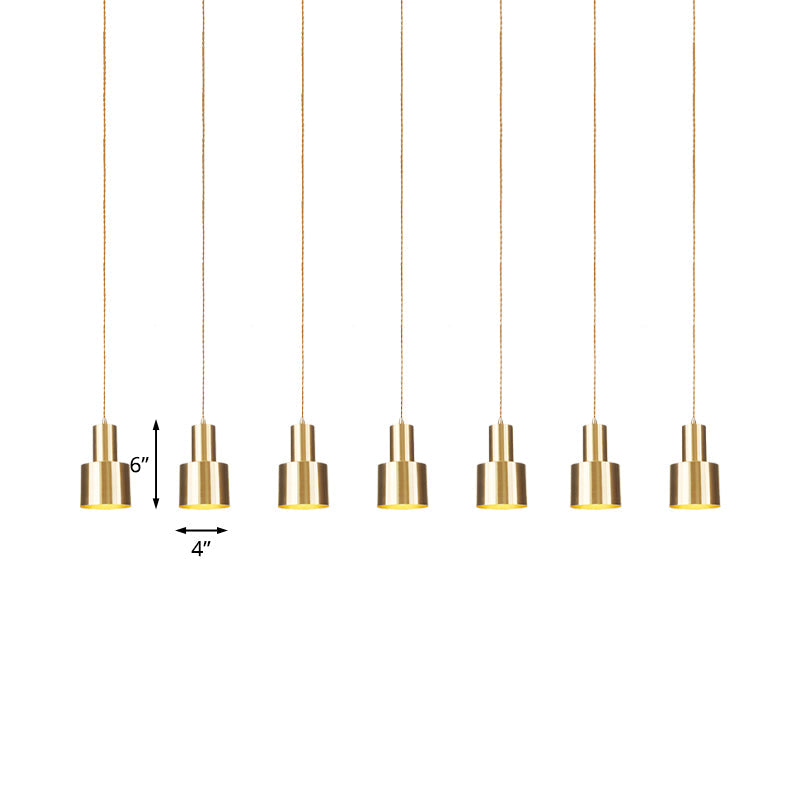 Industrial-Style Tandem Ceiling Pendant Lamp with Metal Gold Finish (3/5/7 Heads)