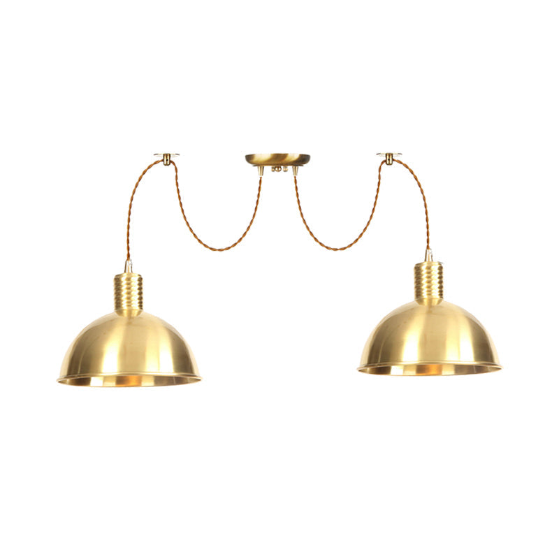 Industrial Domed Metallic Swag Pendant Light Fixture - Gold, 2/3/4-Lights for Clothes Shops