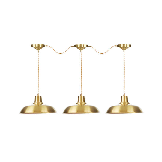 Gold Tandem Multi-Light Chandelier - Industrial Hanging Ceiling Lamp