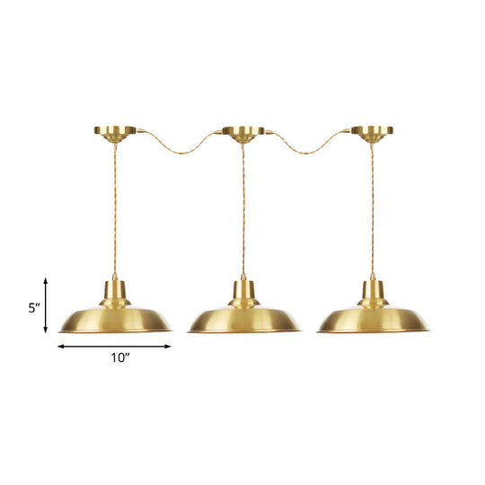 Gold Tandem Multi-Light Chandelier - Industrial Barn Ceiling Lamp (3/5/7-Light)