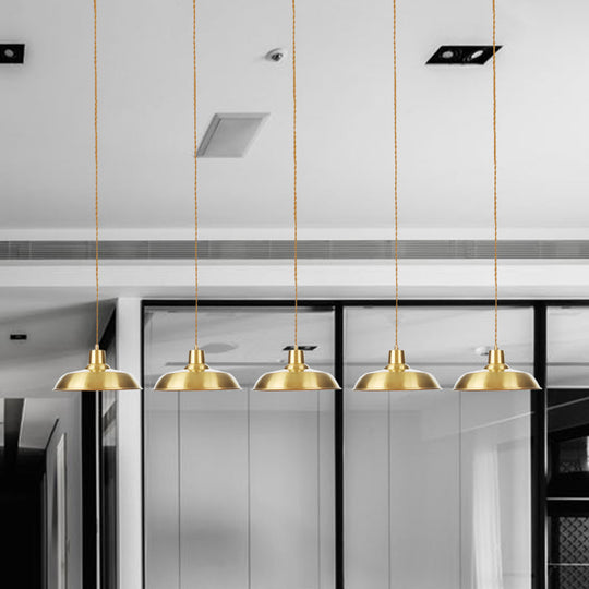 Gold Tandem Multi-Light Chandelier - Industrial Hanging Ceiling Lamp