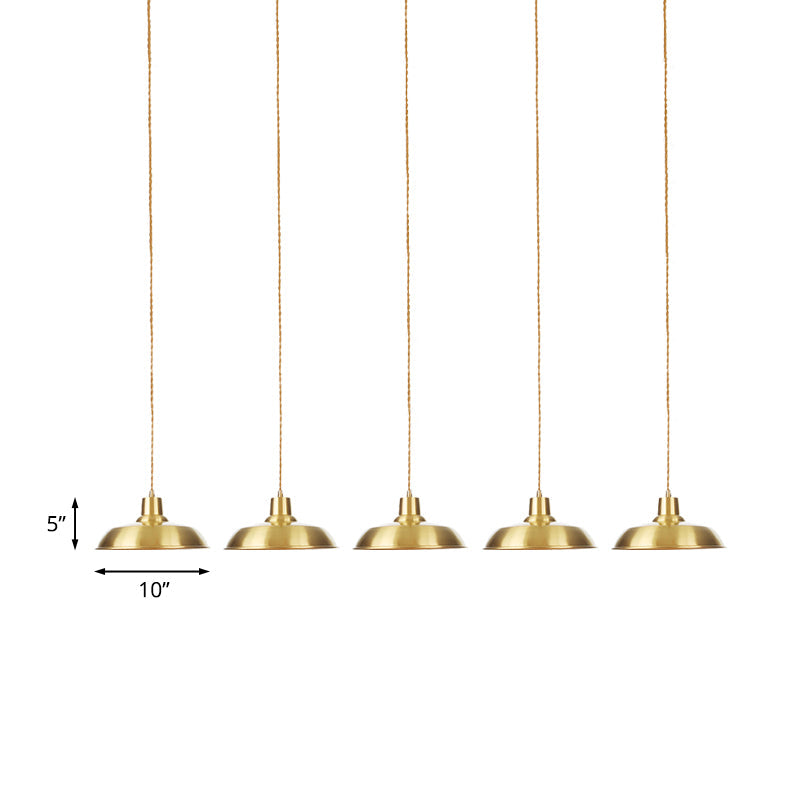 Gold Tandem Multi-Light Chandelier - Industrial Barn Ceiling Lamp (3/5/7-Light)