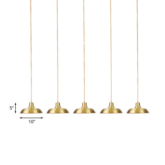 Gold Tandem Multi-Light Chandelier - Industrial Hanging Ceiling Lamp