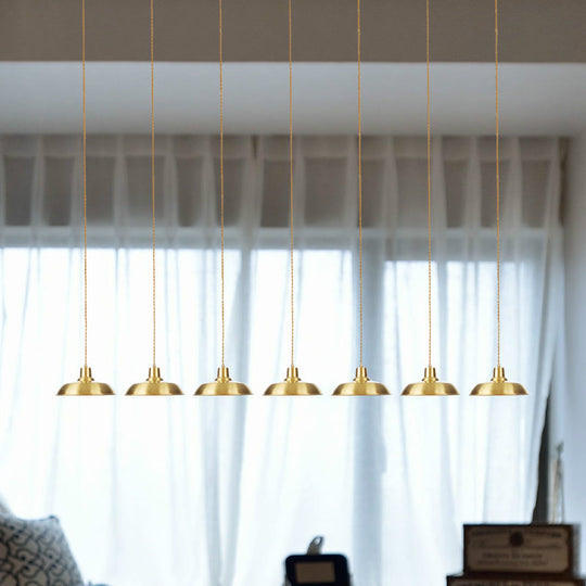 Gold Tandem Multi-Light Chandelier - Industrial Hanging Ceiling Lamp