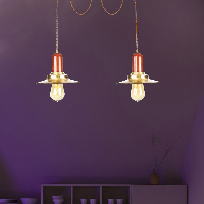 Industrial Gold Ceiling Lamp: Flat Metal Pendant Lights For Clothing Store