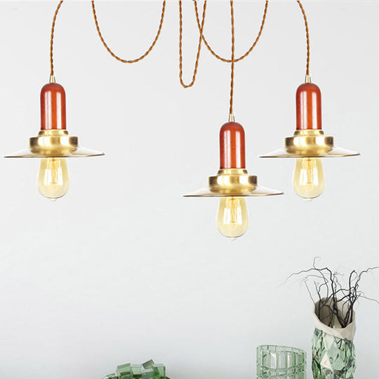 Industrial Gold Ceiling Lamp: Flat Metal Pendant Lights For Clothing Store 3 /