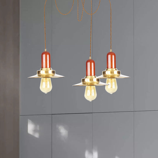 Industrial Gold Ceiling Lamp: Flat Metal Pendant Lights For Clothing Store