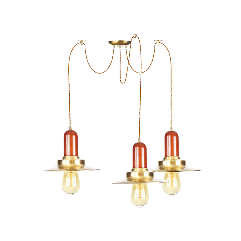 Industrial Gold Ceiling Lamp: Flat Metal Pendant Lights For Clothing Store