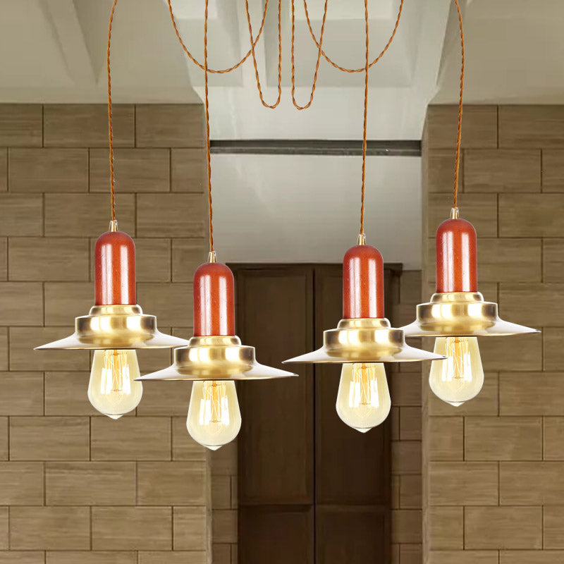 Industrial Gold Ceiling Lamp: Flat Metal Pendant Lights For Clothing Store 4 /