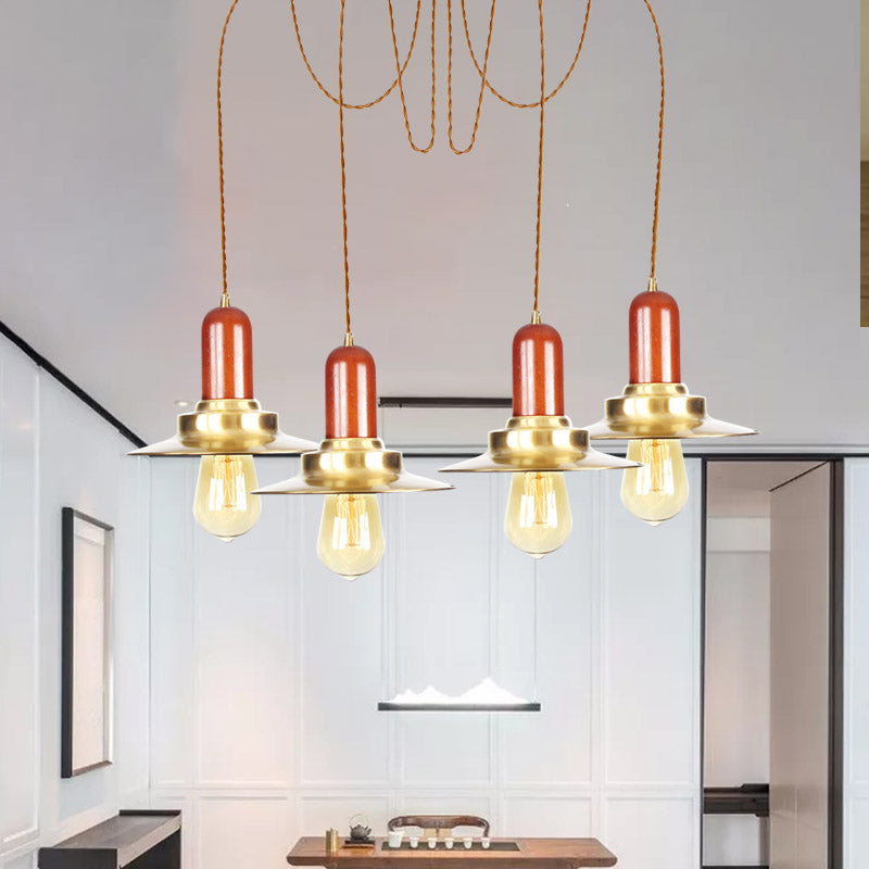 Industrial Gold Ceiling Lamp: Flat Metal Pendant Lights For Clothing Store