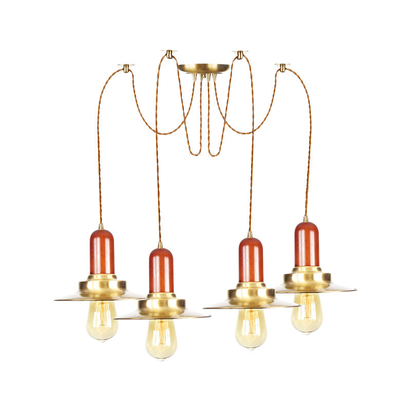 Industrial Gold Ceiling Lamp: Flat Metal Pendant Lights For Clothing Store