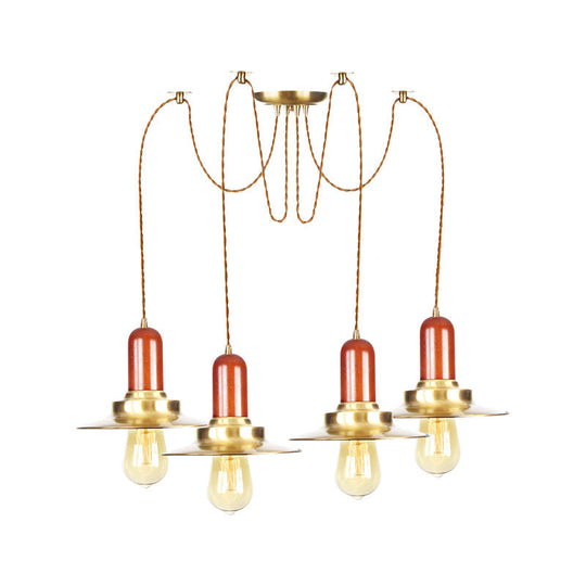 Industrial Gold Ceiling Lamp: Flat Metal Pendant Lights For Clothing Store