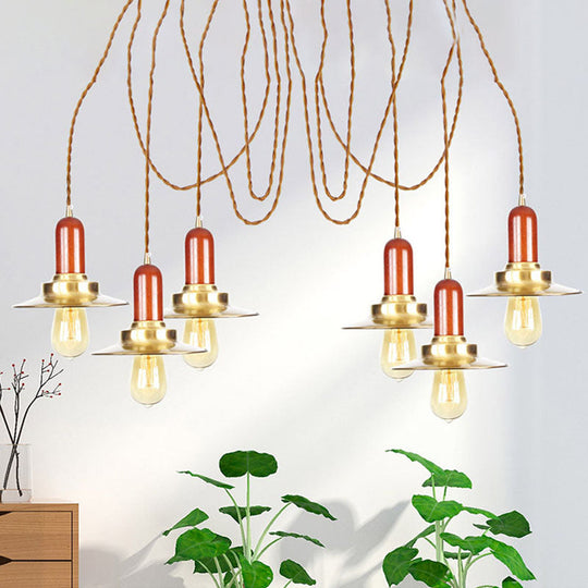 Industrial Gold Ceiling Lamp: Flat Metal Pendant Lights For Clothing Store 6 /