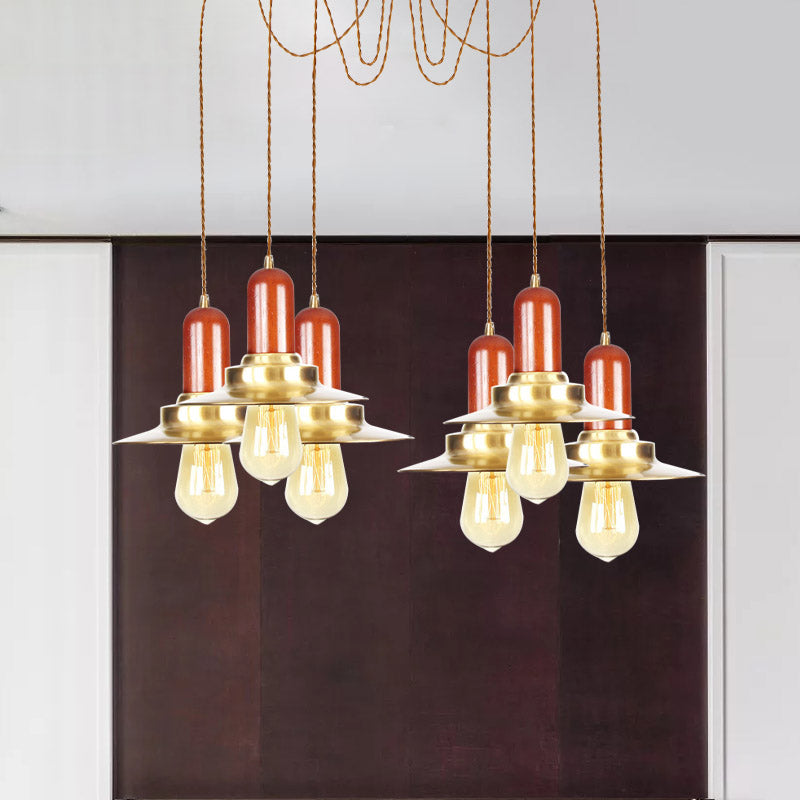 Industrial Gold Ceiling Lamp: Flat Metal Pendant Lights For Clothing Store