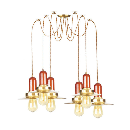 Industrial Gold Ceiling Lamp: Flat Metal Pendant Lights For Clothing Store