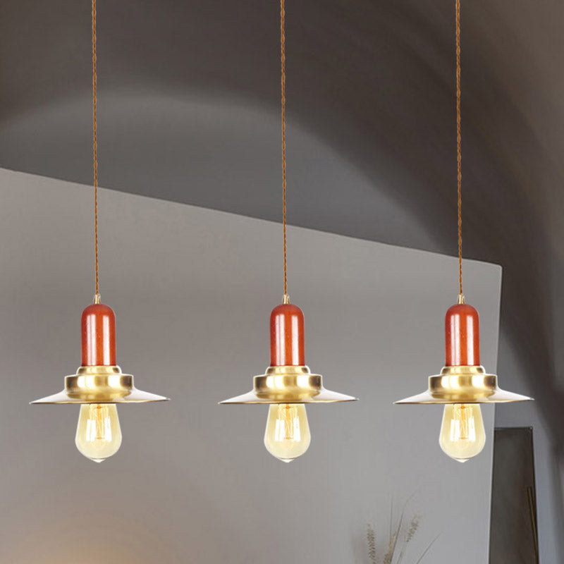 Gold Finish 3/5/7-Bulb Industrial Metallic Pendant Lamp - Multiple Hanging Lights For Ceiling 3 /