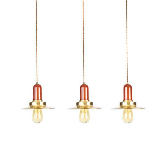 Industrial Gold Finish Tandem Pendant Light with Multiple Bulbs - Perfect for High Ceiling Areas