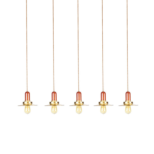 Industrial Gold Finish Tandem Pendant Light with Multiple Bulbs - Perfect for High Ceiling Areas