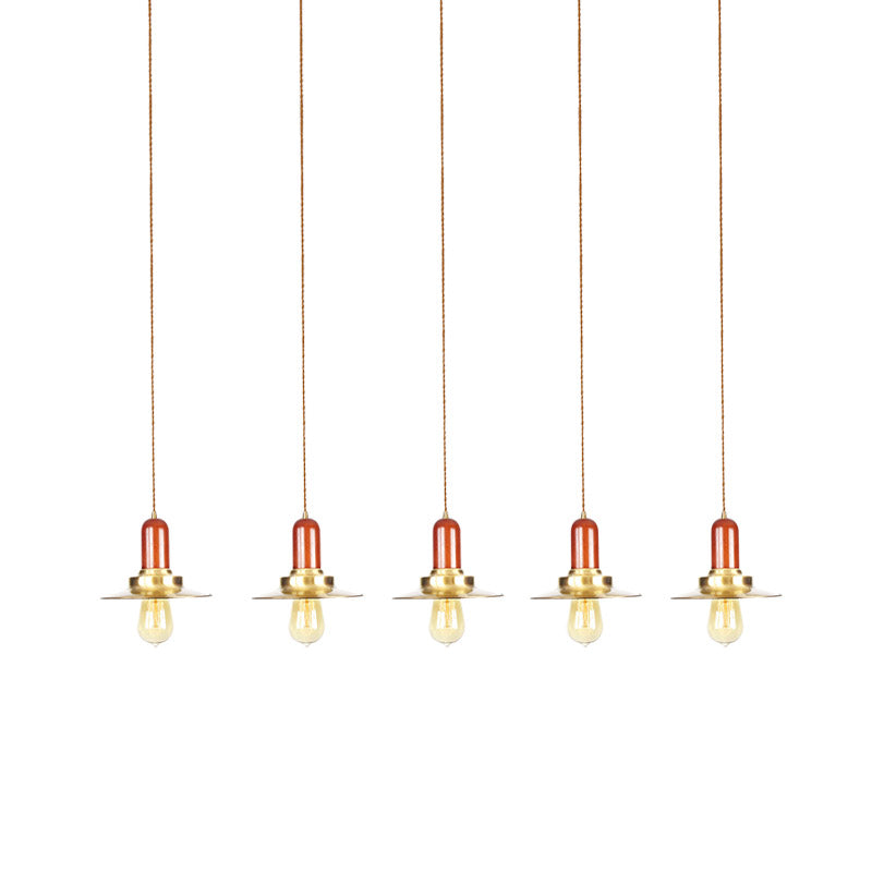 Gold Finish 3/5/7-Bulb Industrial Metallic Pendant Lamp - Multiple Hanging Lights For Ceiling