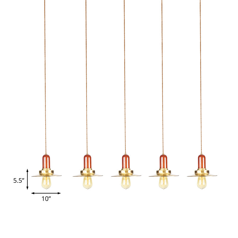 Gold Finish 3/5/7-Bulb Industrial Metallic Pendant Lamp - Multiple Hanging Lights For Ceiling