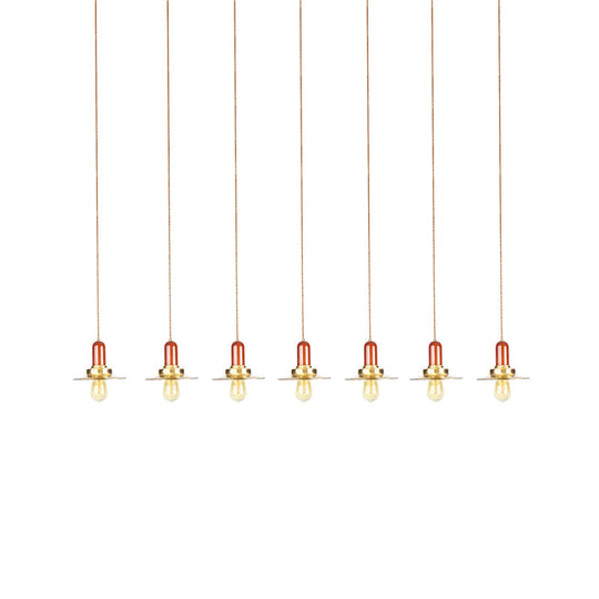 Gold Finish 3/5/7-Bulb Industrial Metallic Pendant Lamp - Multiple Hanging Lights For Ceiling