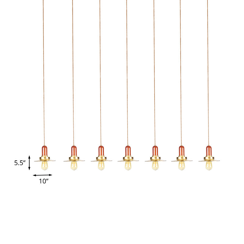 Gold Finish 3/5/7-Bulb Industrial Metallic Pendant Lamp - Multiple Hanging Lights For Ceiling